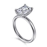 Peace - 14K White Gold Emerald Cut Hidden Halo Diamond Engagement Ring - 0.07 ct