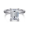 Peace - 14K White Gold Emerald Cut Hidden Halo Diamond Engagement Ring - 0.08 ct