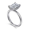 Peace - 14K White Gold Emerald Cut Hidden Halo Diamond Engagement Ring - 0.08 ct