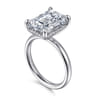 Peace - 14K White Gold Emerald Cut Hidden Halo Diamond Engagement Ring - 0.12 ct