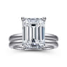 Peace - 14K White Gold Emerald Cut Hidden Halo Diamond Engagement Ring - 0.12 ct