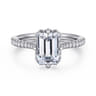 Seine - 14K White Gold Compass Prong Emerald Cut Diamond Engagement Ring - 0.35 ct
