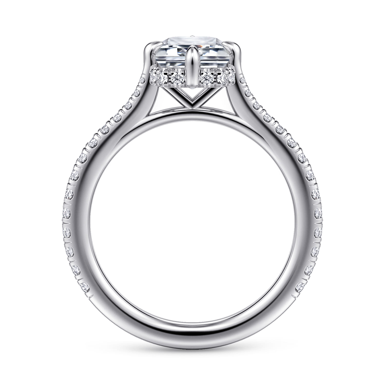 Seine - 14K White Gold Compass Prong Emerald Cut Diamond Engagement Ring - 0.35 ct - Shot 2