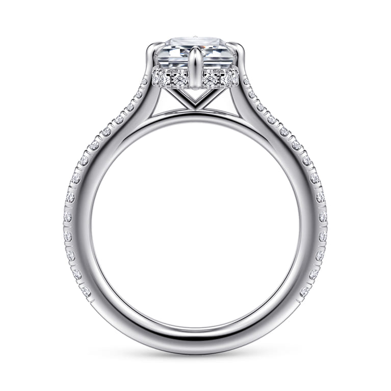 Seine - 14K White Gold Compass Prong Emerald Cut Diamond Engagement Ring - 0.35 ct - Shot 2
