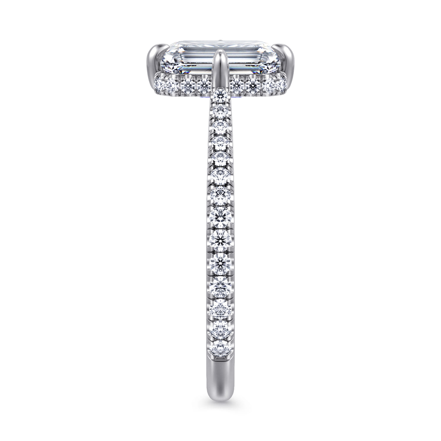 Seine - 14K White Gold Compass Prong Emerald Cut Diamond Engagement Ring - 0.35 ct - Shot 4