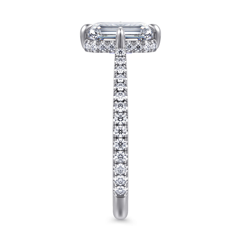 Seine - 14K White Gold Compass Prong Emerald Cut Diamond Engagement Ring - 0.35 ct - Shot 4