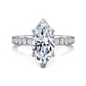 Alina - 14K White Gold Hidden Halo Marquise Shape Diamond Engagement Ring - 0.71 ct