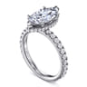 Alina - 14K White Gold Hidden Halo Marquise Shape Diamond Engagement Ring - 0.71 ct