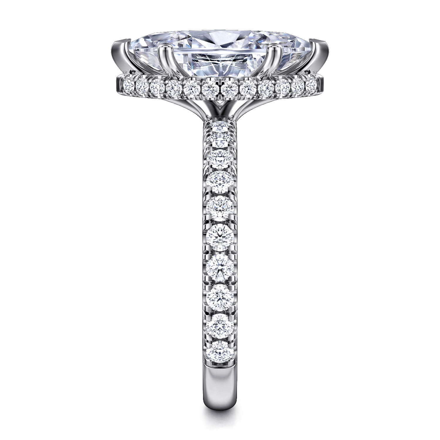 Alina - 14K White Gold Hidden Halo Marquise Shape Diamond Engagement Ring - 0.71 ct - Shot 4