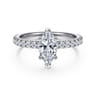 Alina - 14K White Gold Hidden Halo Marquise Shape Diamond Engagement Ring - 0.51 ct
