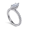 Alina - 14K White Gold Hidden Halo Marquise Shape Diamond Engagement Ring - 0.51 ct
