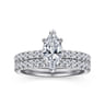 Alina - 14K White Gold Hidden Halo Marquise Shape Diamond Engagement Ring - 0.51 ct