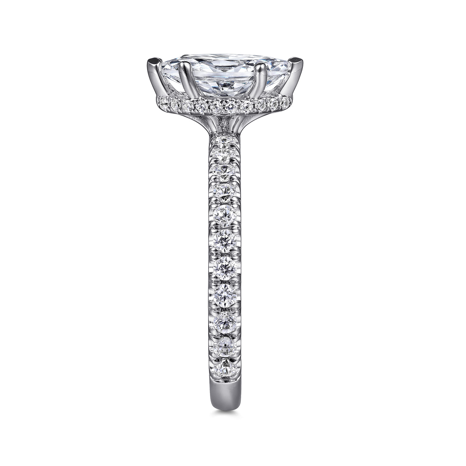 Alina - 14K White Gold Hidden Halo Marquise Shape Diamond Engagement Ring - 0.51 ct - Shot 5