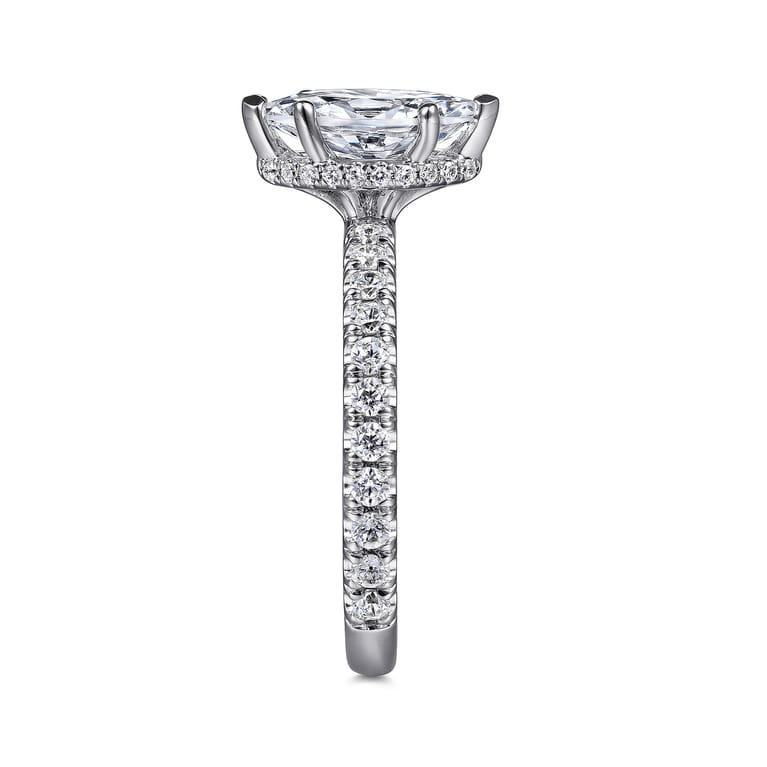 Alina - 14K White Gold Hidden Halo Marquise Shape Diamond Engagement Ring - 0.51 ct - Shot 5