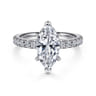 Alina - 14K White Gold Hidden Halo Marquise Halo Diamond Engagement Ring - 0.71 ct