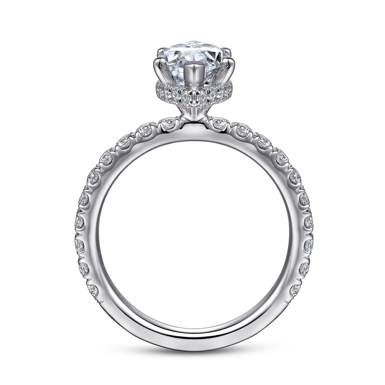 Alina - 14K White Gold Hidden Halo Marquise Halo Diamond Engagement Ring - 0.71 ct - Shot 2