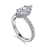 Alina - 14K White Gold Hidden Halo Marquise Halo Diamond Engagement Ring - 0.71 ct