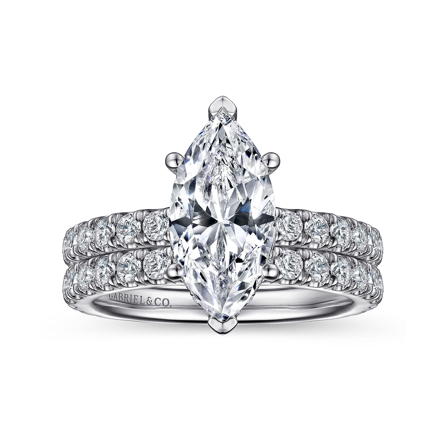 Alina - 14K White Gold Hidden Halo Marquise Halo Diamond Engagement Ring - 0.71 ct - Shot 4