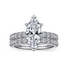 Alina - 14K White Gold Hidden Halo Marquise Halo Diamond Engagement Ring - 0.71 ct