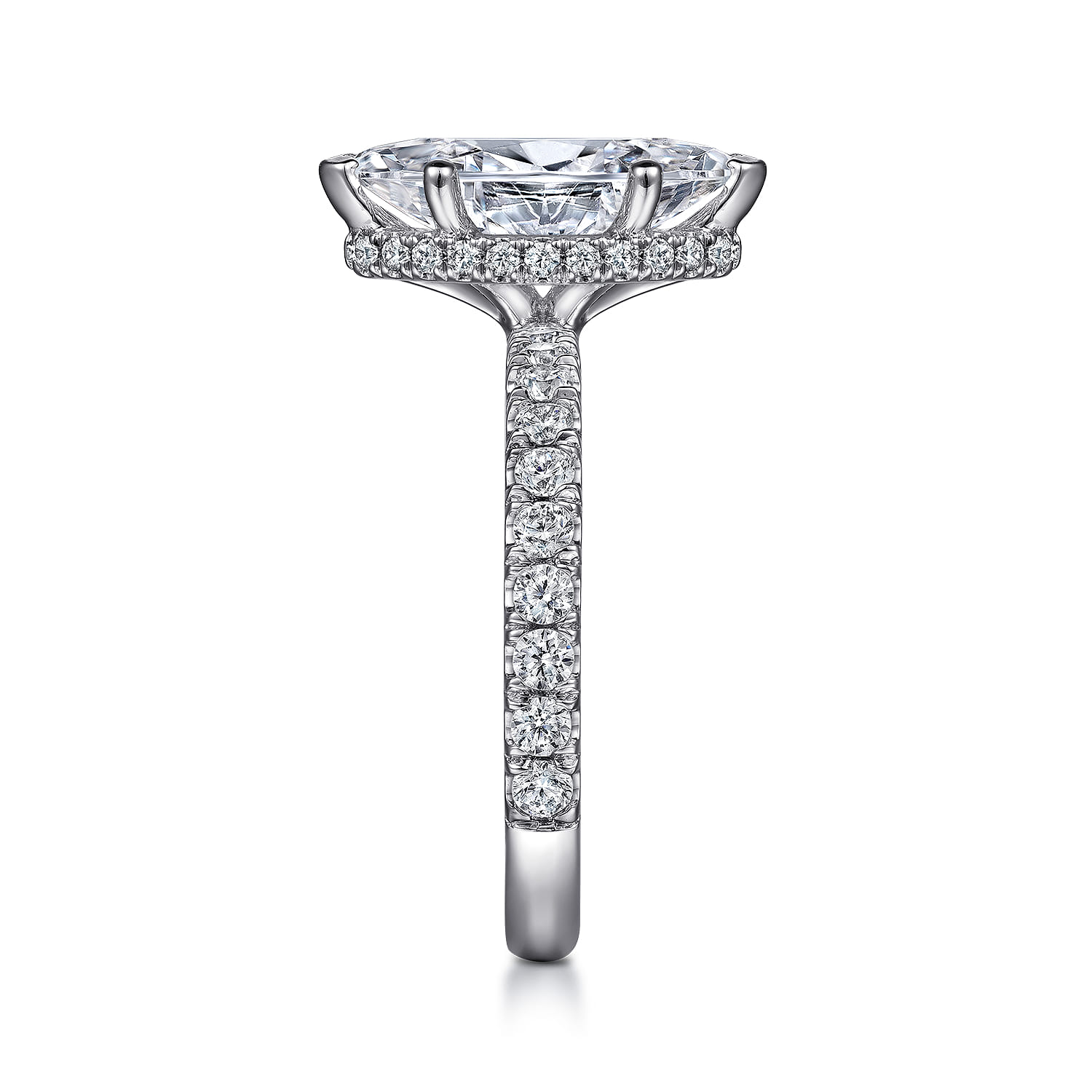 Alina - 14K White Gold Hidden Halo Marquise Halo Diamond Engagement Ring - 0.71 ct - Shot 5