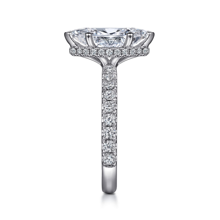 Alina - 14K White Gold Hidden Halo Marquise Halo Diamond Engagement Ring - 0.71 ct - Shot 5