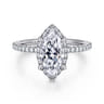 Hart - 14K White Gold Hidden Halo Marquise Shape Diamond Engagement Ring - 0.24 ct