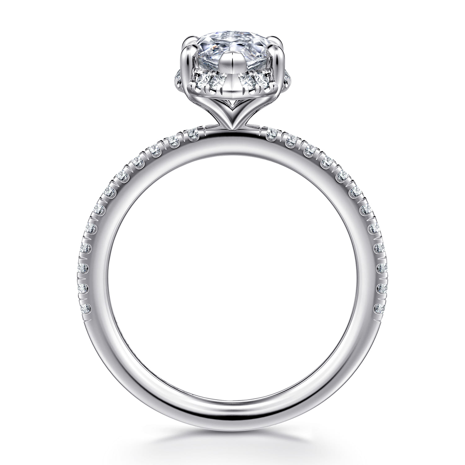 Hart - 14K White Gold Hidden Halo Marquise Shape Diamond Engagement Ring - 0.24 ct - Shot 2