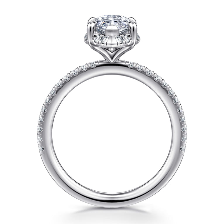 Hart - 14K White Gold Hidden Halo Marquise Shape Diamond Engagement Ring - 0.24 ct - Shot 2