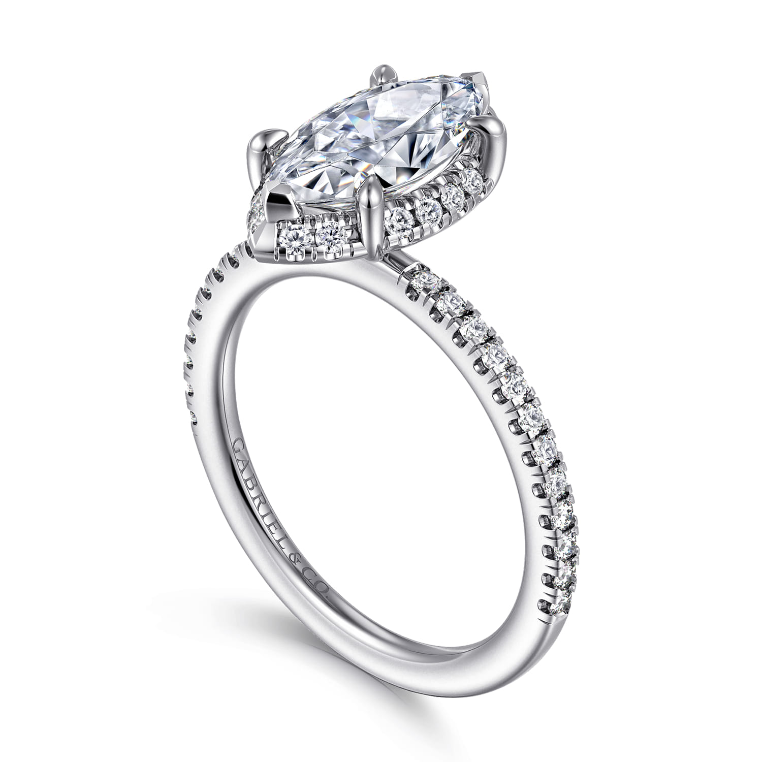 Hart - 14K White Gold Hidden Halo Marquise Shape Diamond Engagement Ring - 0.24 ct - Shot 3