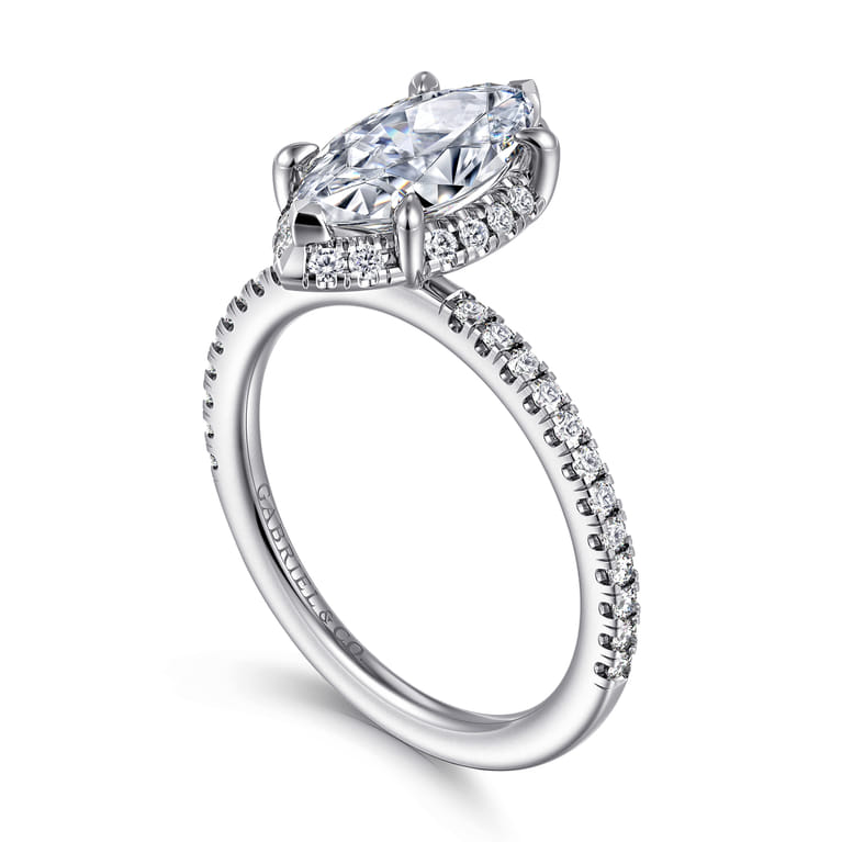 Hart - 14K White Gold Hidden Halo Marquise Shape Diamond Engagement Ring - 0.24 ct - Shot 3