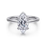 Rainah - 14K White Gold Hidden Halo Marquise Shape Diamond Engagement Ring - 0.12 ct