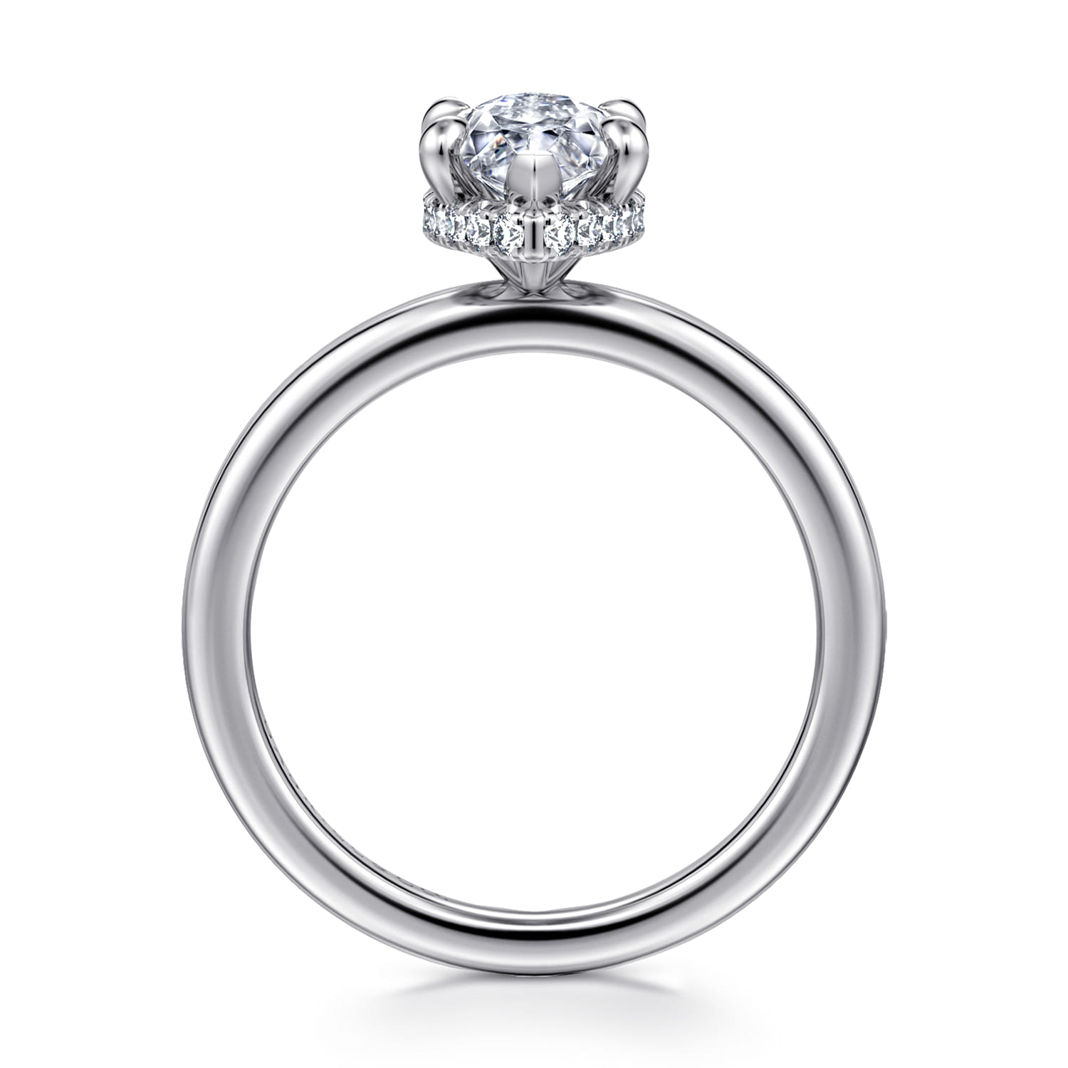 Rainah - 14K White Gold Hidden Halo Marquise Shape Diamond Engagement Ring - 0.12 ct - Shot 2