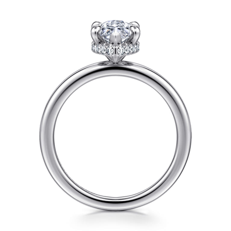 Rainah - 14K White Gold Hidden Halo Marquise Shape Diamond Engagement Ring - 0.12 ct - Shot 2