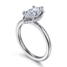Rainah - 14K White Gold Hidden Halo Marquise Shape Diamond Engagement Ring - 0.12 ct