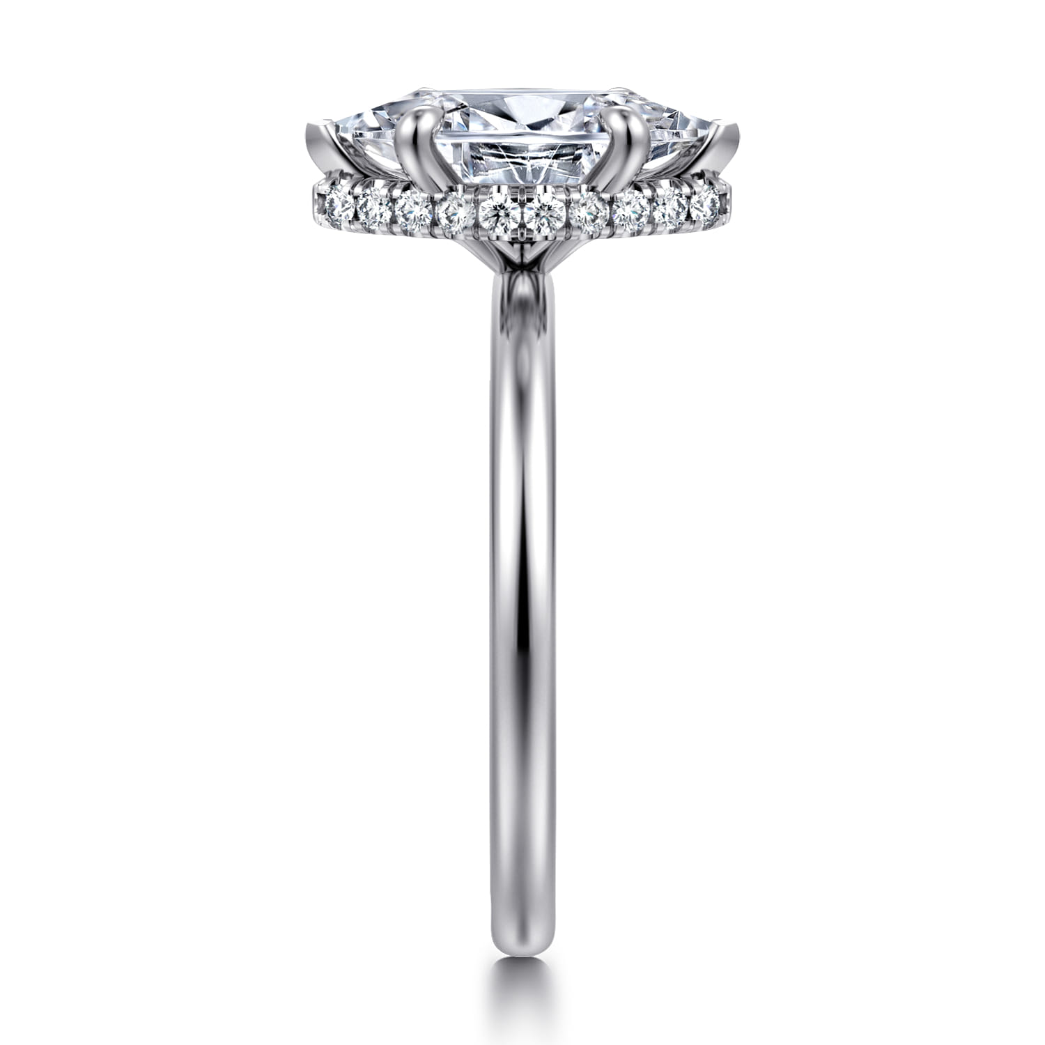 Rainah - 14K White Gold Hidden Halo Marquise Shape Diamond Engagement Ring - 0.12 ct - Shot 4