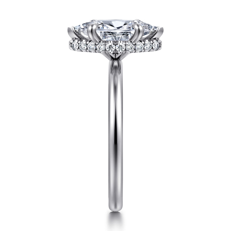 Rainah - 14K White Gold Hidden Halo Marquise Shape Diamond Engagement Ring - 0.12 ct - Shot 4