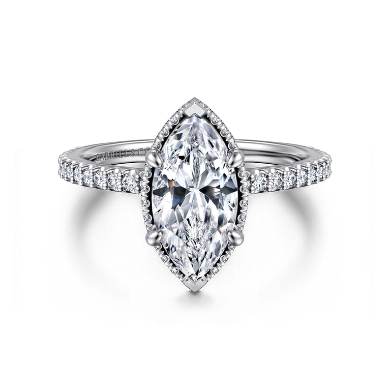 Senne - 14K White Gold Marquise Shape Diamond Engagement Ring - 0.4 ct - Shot 1