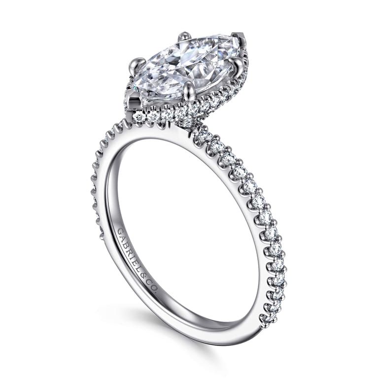 Senne - 14K White Gold Marquise Shape Diamond Engagement Ring - 0.4 ct - Shot 3