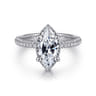 Caly - 14K White Gold Marquise Shape Halo Diamond Engagement Ring - 0.5 ct