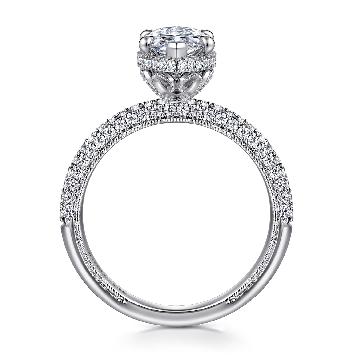 Caly - 14K White Gold Marquise Shape Halo Diamond Engagement Ring - 0.5 ct - Shot 2