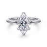 Ericka - 14K White Gold Marquise Shape Diamond Engagement Ring - 0.12 ct