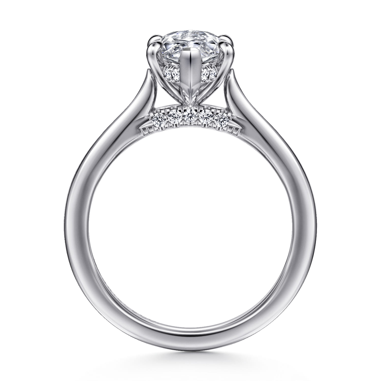 Ericka - 14K White Gold Marquise Shape Diamond Engagement Ring - 0.12 ct - Shot 2