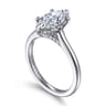 Ericka - 14K White Gold Marquise Shape Diamond Engagement Ring - 0.12 ct