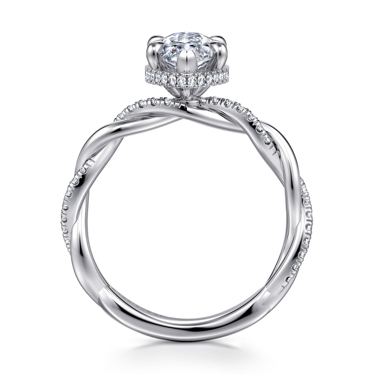 Ama - 14K White Gold Marquise Shape Halo Diamond Engagement Ring - 0.25 ct - Shot 2