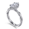 Ama - 14K White Gold Marquise Shape Halo Diamond Engagement Ring - 0.25 ct