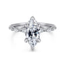 Adeena - 14K White Gold Marquise Shape Hidden Halo Diamond Engagement Ring - 0.3 ct