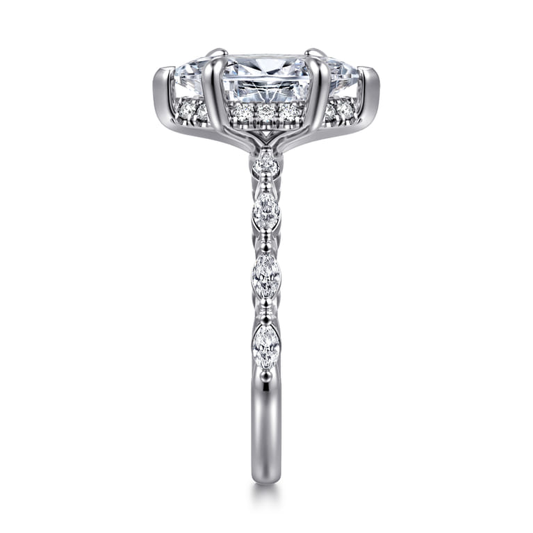 Adeena - 14K White Gold Marquise Shape Hidden Halo Diamond Engagement Ring - 0.3 ct - Shot 4