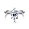 Azucena - 14K White Gold Marquise Shape Solitaire Diamond Engagement Ring - 0.06 ct