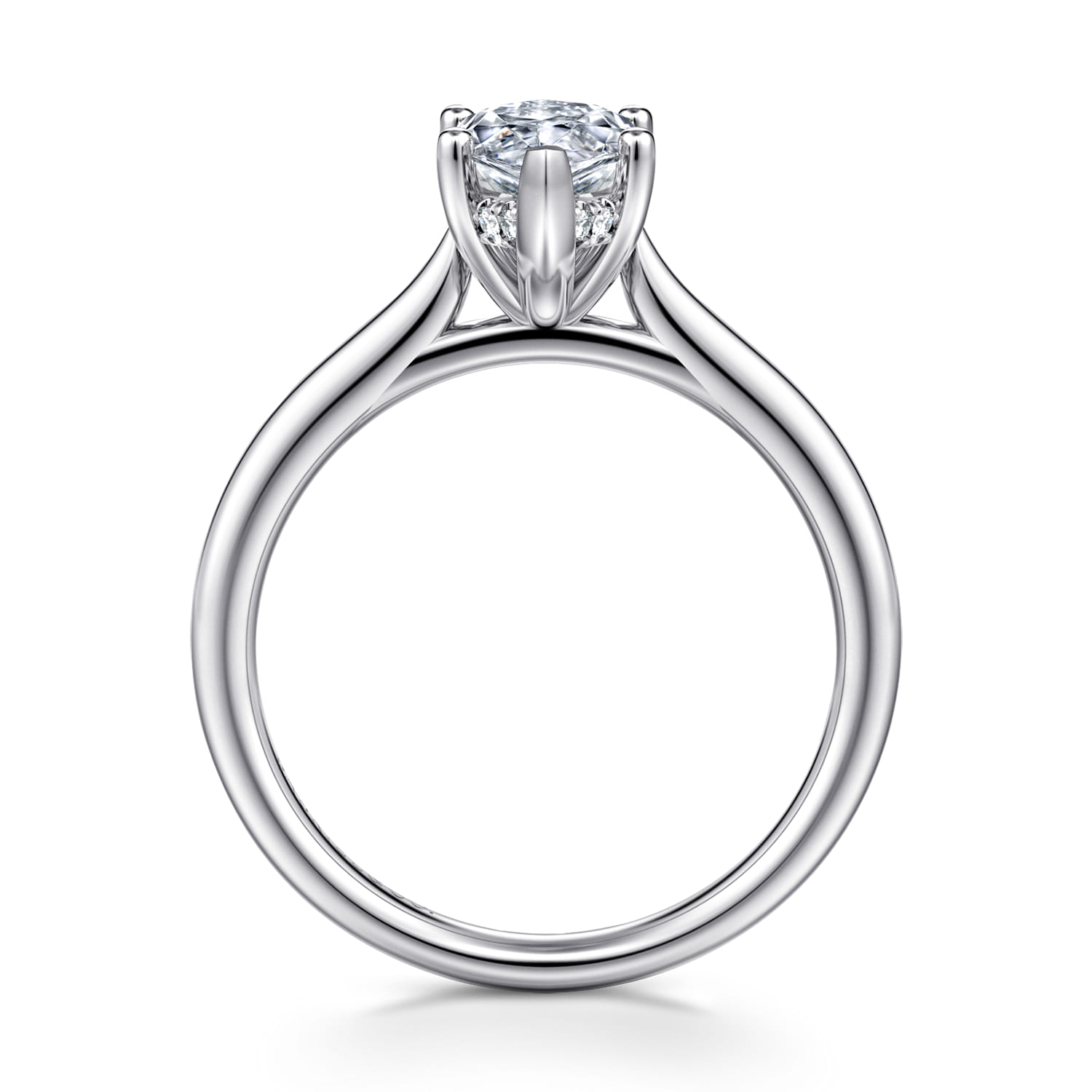 Azucena - 14K White Gold Marquise Shape Solitaire Diamond Engagement Ring - 0.06 ct - Shot 2