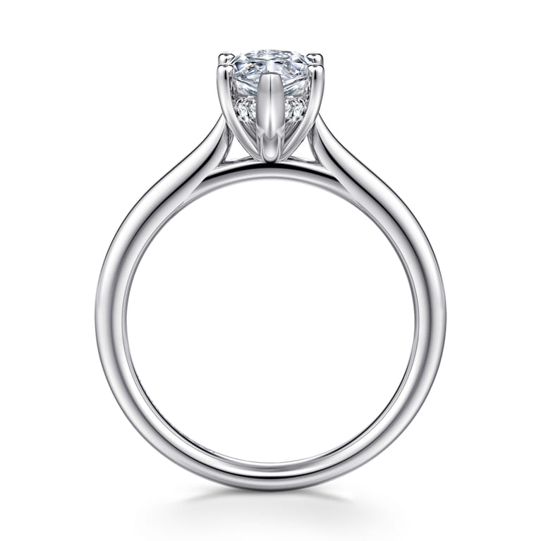 Azucena - 14K White Gold Marquise Shape Solitaire Diamond Engagement Ring - 0.06 ct - Shot 2